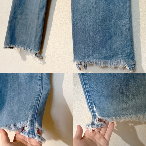 Mother Superior The Rambler Ankle Chew Post No Bills Blue Wide Leg Crop Jeans - Picture 12 of 17